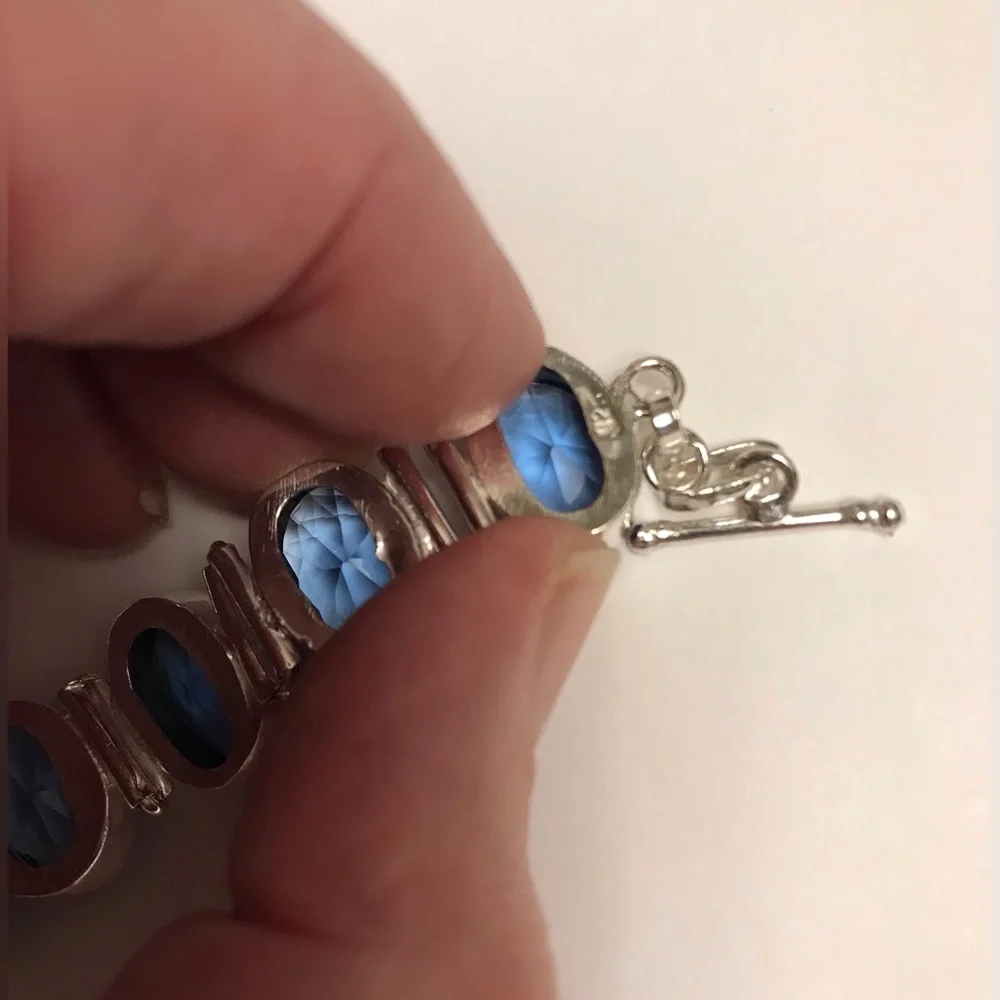 Tanzanite Stamped 925 Sterling Silver Bracelet